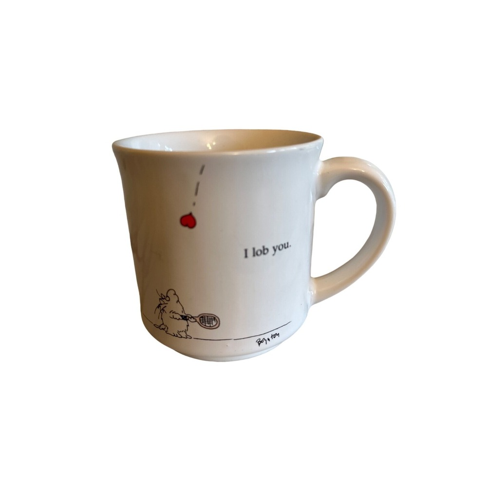Boynton "I Lob You" Tennis Mug - White Ceramic - 12 oz - Made In Japan
